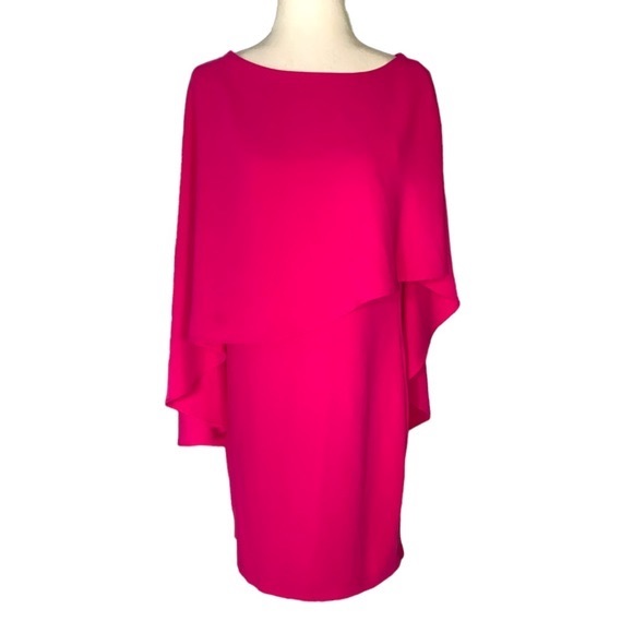 Trina Turk Adore Draped Cape Overlay Pink Popover Tunic Dress - S - Picture 4 of 16